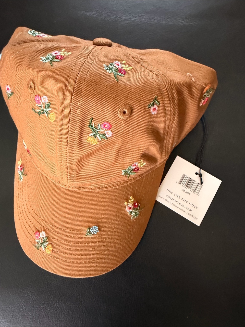 Rifle Paper co. Embroidered Floral Baseball Cap - Rust